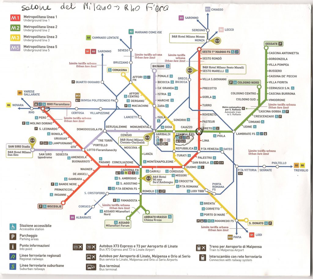Mapka metra i busów Mediolan