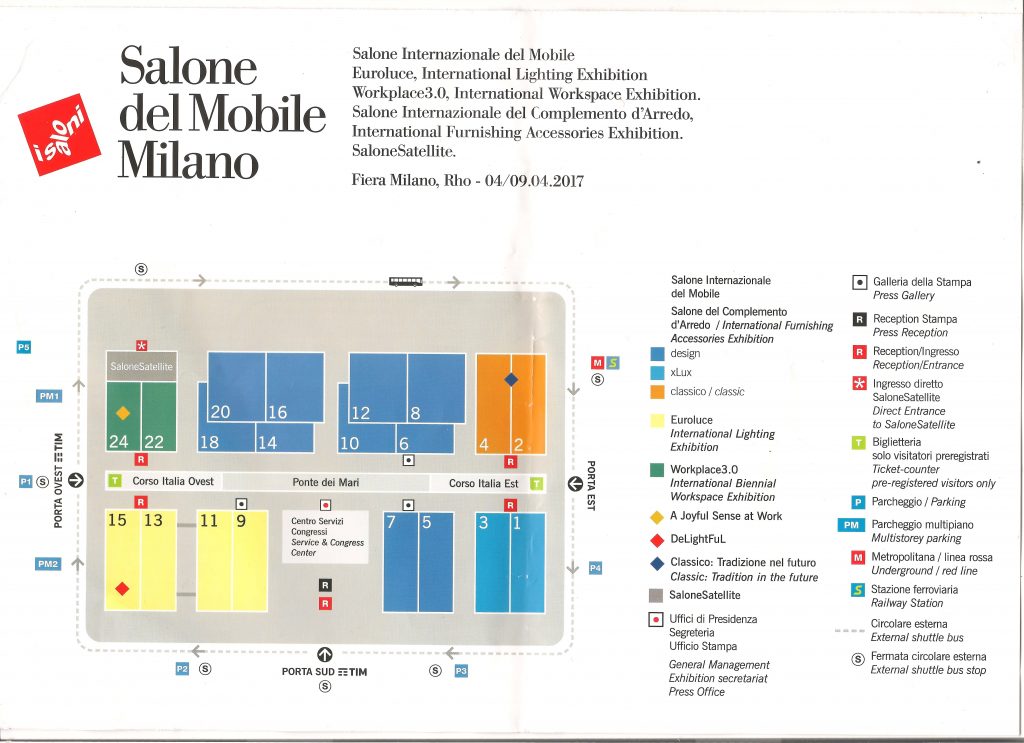 Mapka targów wnętrz salone del Milano