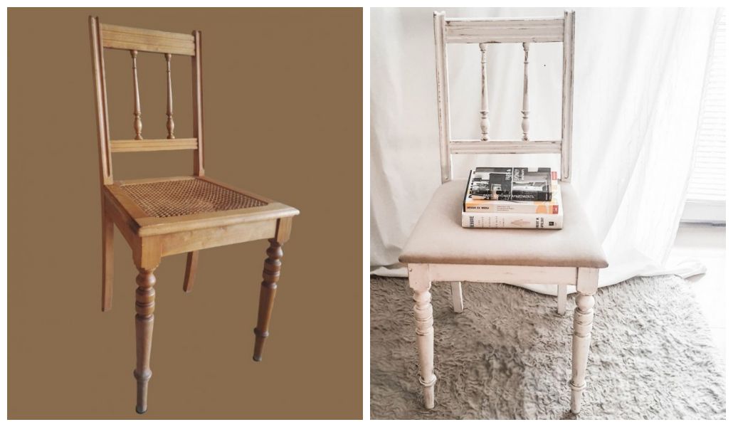 Metamorfoza krzesła przed i po