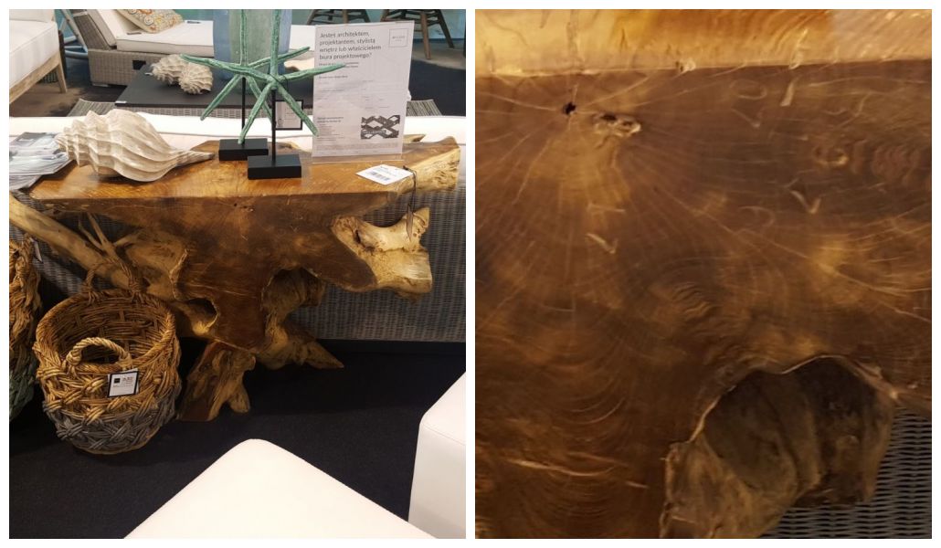 Drewniany stół organiczny kształt pnia Miloo