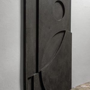 Czarny relief geometryczny, obraz 3D, płaskorzeźba 100x70 cm