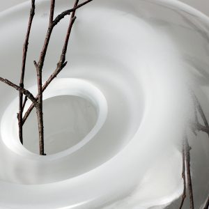 Duży szklany wazon przezroczysto-mleczny 25x18cm