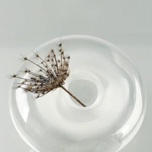 Przezroczysty szklany wazon kula szkło artystyczne 23x14cm